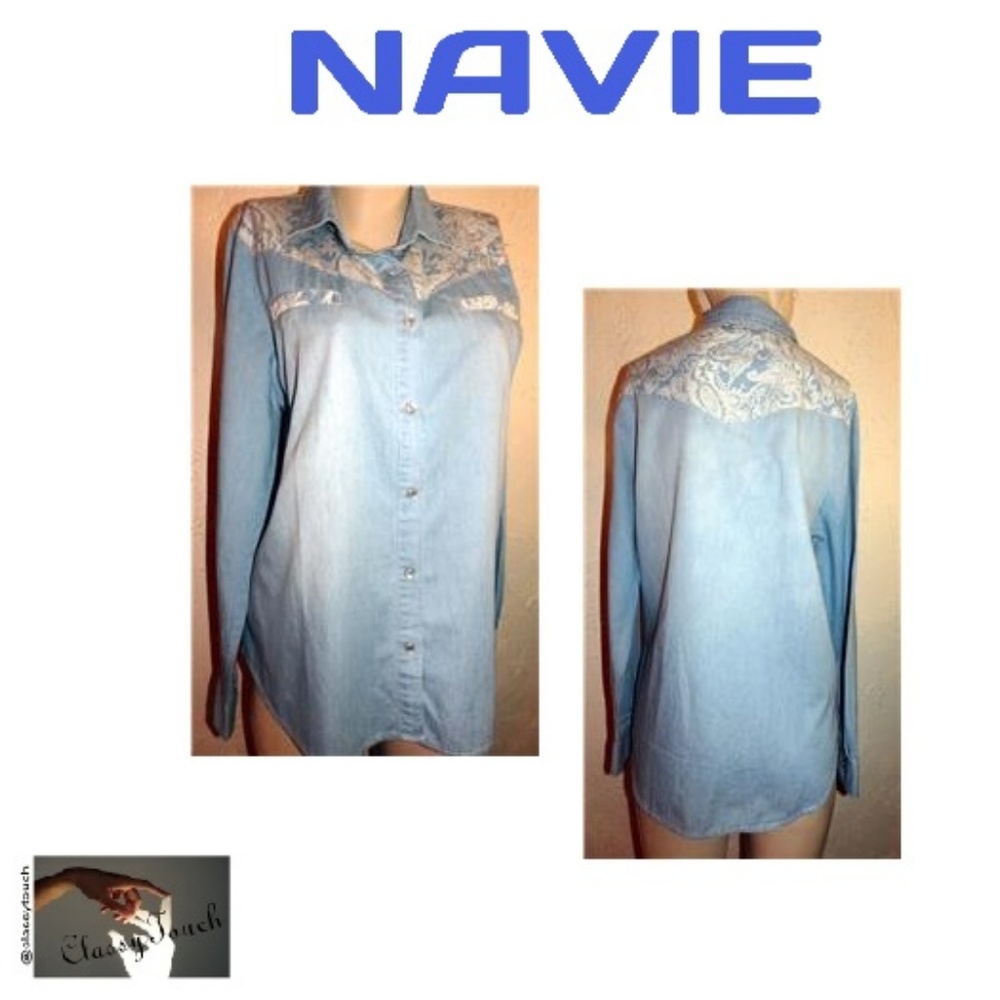 Navie Blue Jean Style Western Shirt Size M